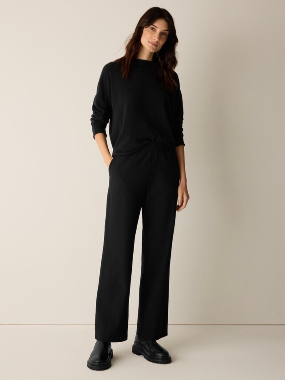 Eileen Fisher Plus size 2X Washable pull on Stretch Crepe Straight Pant black